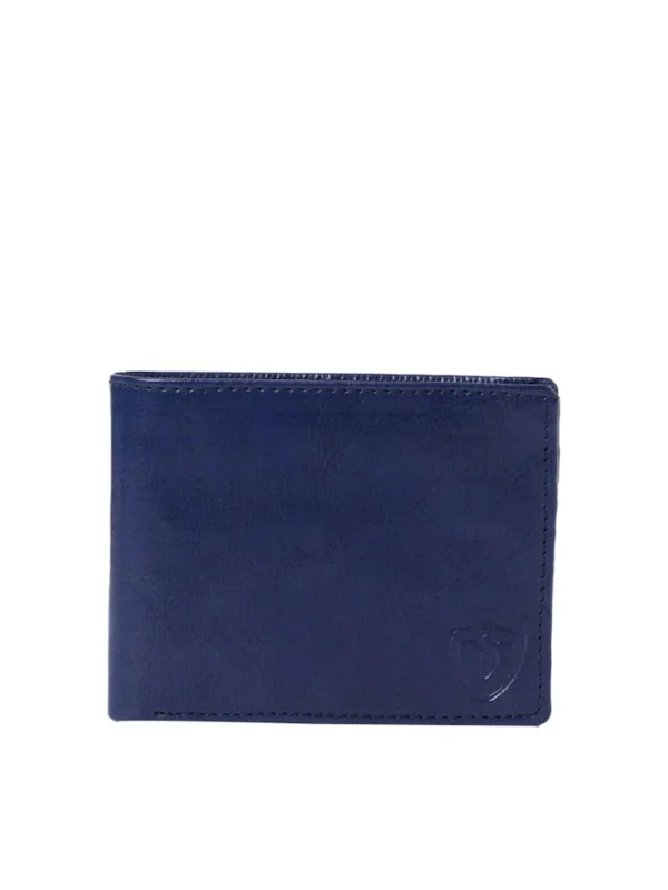 Blue Leather Two Fold Wallet