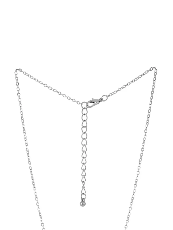 Silver Toned Rhinestones Studded Pendant with Chain - Image 3