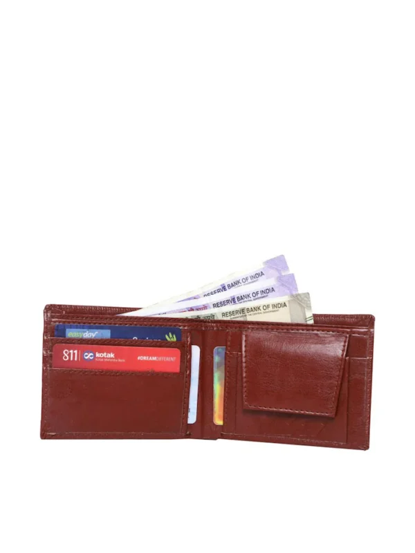 Red Leather Two Fold Wallet - Image 4