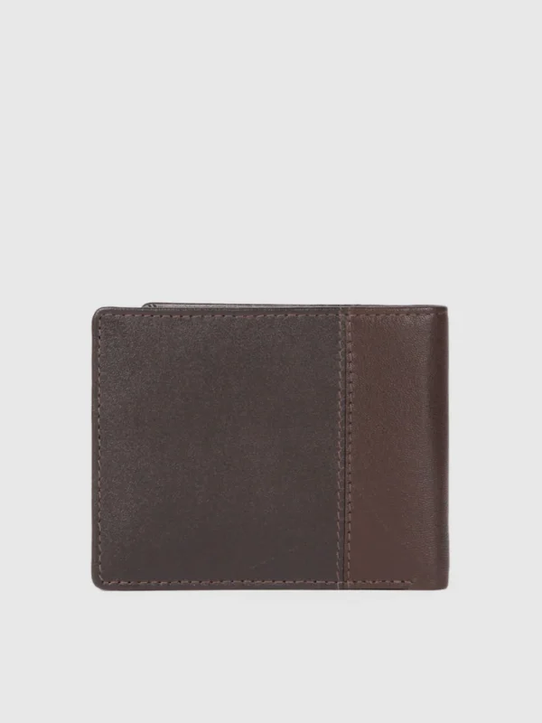 Allen Solly Men Brown Solid Two Fold Leather Wallet - Image 2