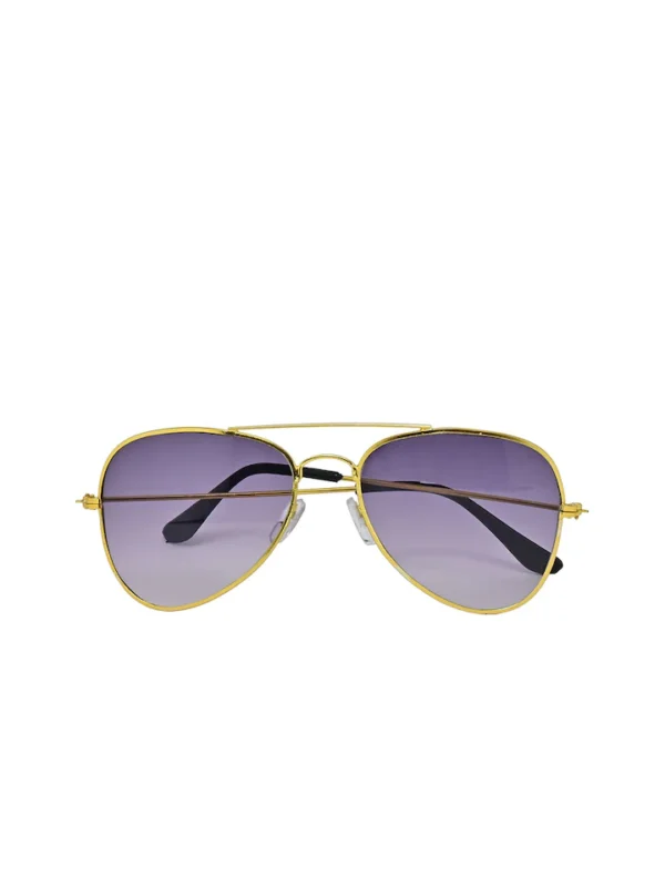 Men Gold Toned Aviator Sunglasses with UV Protected Purple Lens - Image 3
