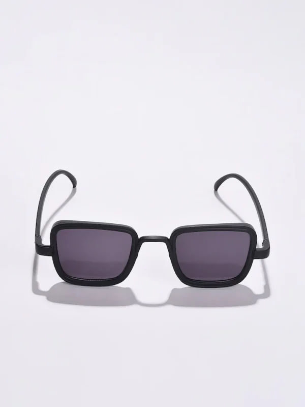 Black Rectangle Sunglasses with UV protected Lens by Haute Sauce - Image 3
