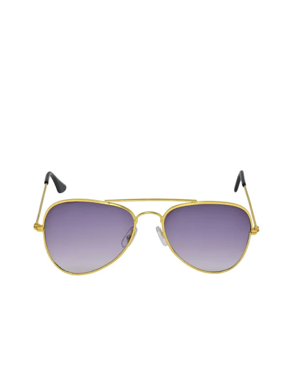 Men Gold Toned Aviator Sunglasses with UV Protected Purple Lens