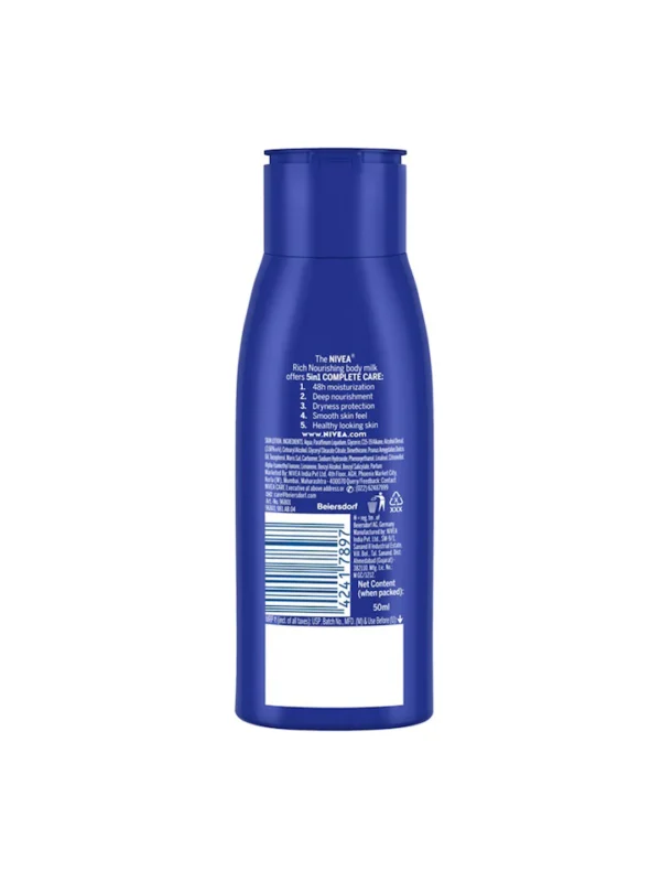 Nivea 48 Hour Intense Moisture 5-In-1 Complete Care Body Milk Nourishing Lotion - 50ml - Image 2