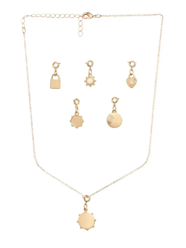 Set of Six Gold-Plated Contemporary Pendant with Chain