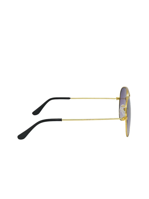 Men Gold Toned Aviator Sunglasses with UV Protected Purple Lens - Image 5