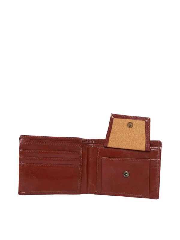 Red Leather Two Fold Wallet - Image 3