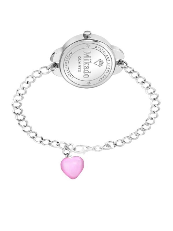 Mikado Women Silver-Toned Bracelet Styled Straps with Pink Heart Analogue Watch - Image 2