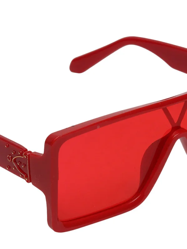 Unisex Red Lens and Red Full Rim Shield Sunglasses with UV Protected Lens - Image 4