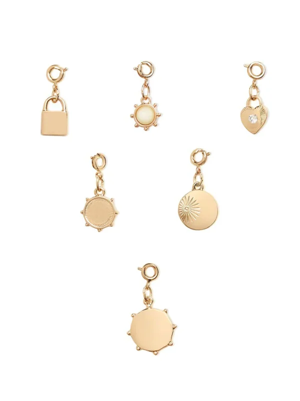 Set of Six Gold-Plated Contemporary Pendant with Chain - Image 2