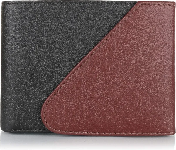 Black & Brown Faux Leather Water Resistant Wallet