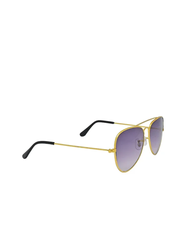 Men Gold Toned Aviator Sunglasses with UV Protected Purple Lens - Image 2