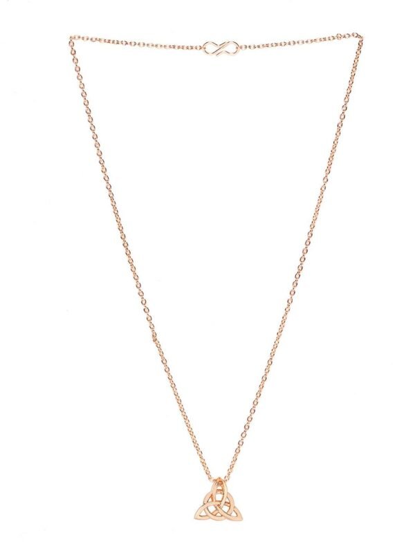 Rose-Gold Plated Trinity Triangle Pendant Necklace with Chain - Image 2