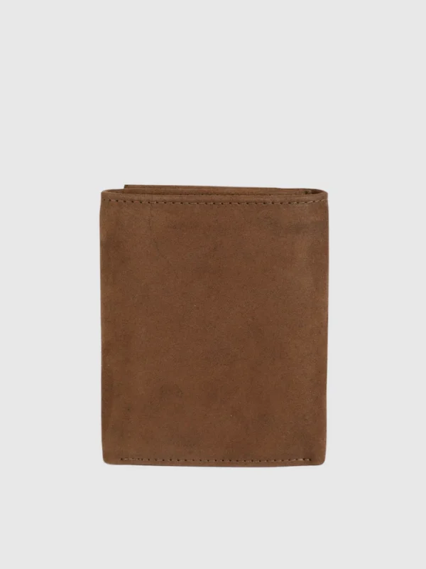 Allen Solly Men Brown Solid Leather Three Fold Wallet - Image 2