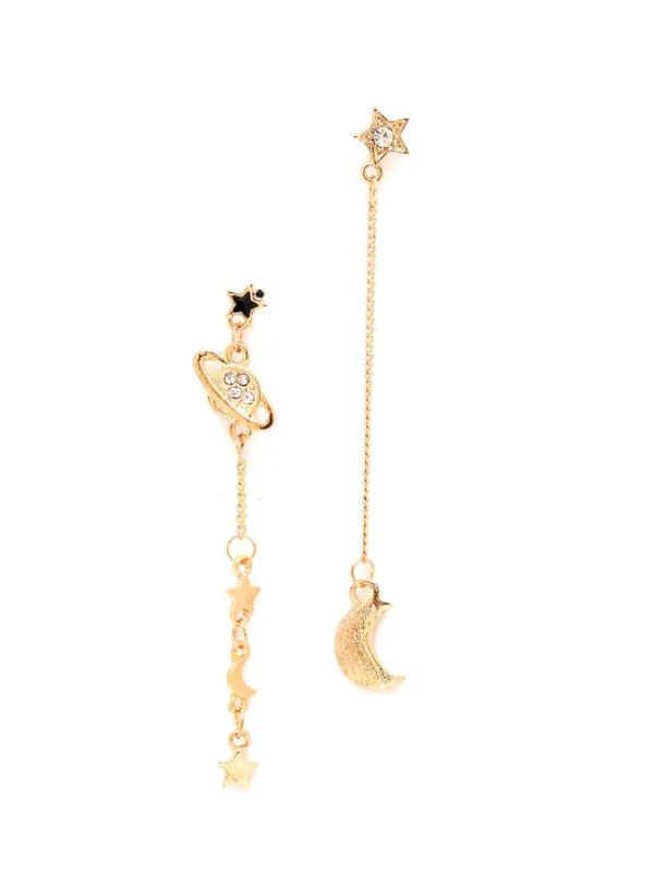 Gold-Plated Contemporary Mismatch Drop Earrings