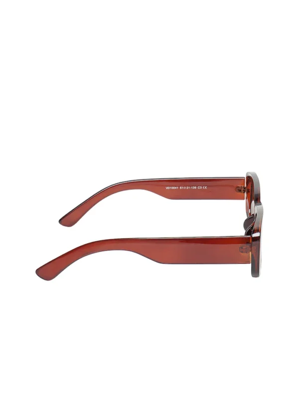 Unisex Brown Square Sunglasses with UV Protected Lens - Image 3