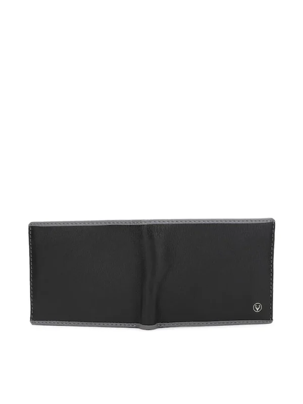 Allen Solly Men Black & Grey Solid Leather Two Fold Wallet - Image 4