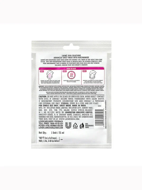 Lakme Skin Solutions Brightening Face Mask with Niacinamide - Image 2