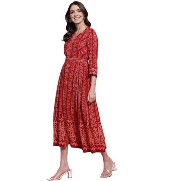 BIBA Women's Rayon Layered and Tiered Below The Knee Fusion Wear - Image 3