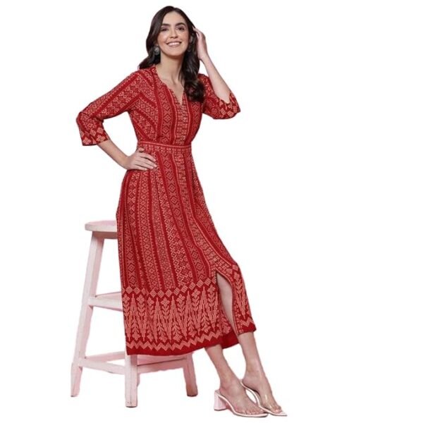 BIBA Women's Rayon Layered and Tiered Below The Knee Fusion Wear - Image 4