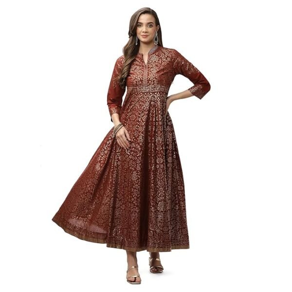 BIBA Solid Cotton Flared Fit Womens Kurta