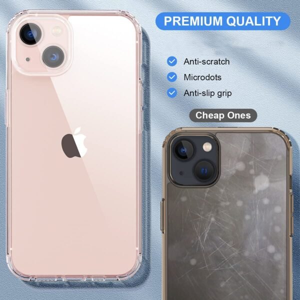Amozo Ultra Hybrid Camera and Drop Protection Back Cover Case for iPhone 13 (TPU + Polycarbonate | Crystal Transparent) - Image 3