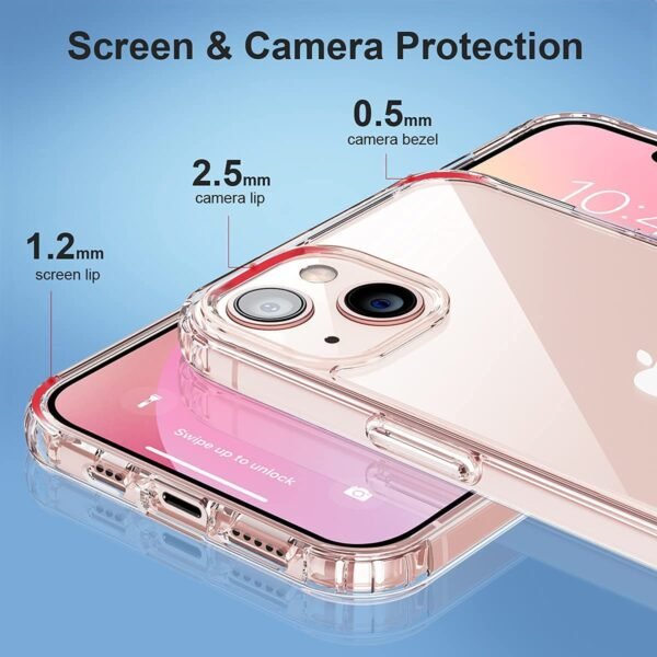 Amozo Ultra Hybrid Camera and Drop Protection Back Cover Case for iPhone 13 (TPU + Polycarbonate | Crystal Transparent) - Image 4